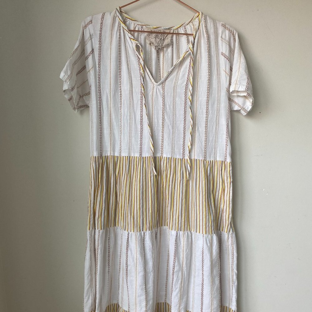 Ace & Jig Long Stripe Dress | Garden Dress | Yellow and Brown | Boho Dress